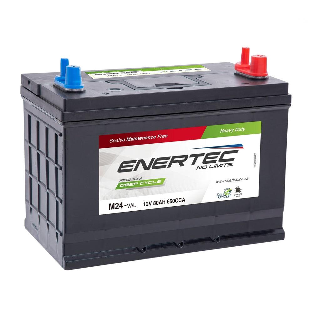 Enertec M24-MF 12V 80Ah Dual Terminal Marine & Leisure Battery - Global Batteries SA