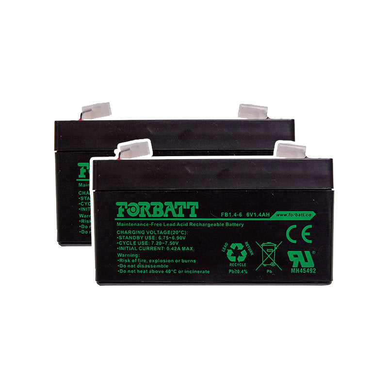 Forbatt 6V 1.4Ah AGM VRLA Backup Battery | UPS, Security, Medical Equipment | 6V1/4-FBC 2 Pack