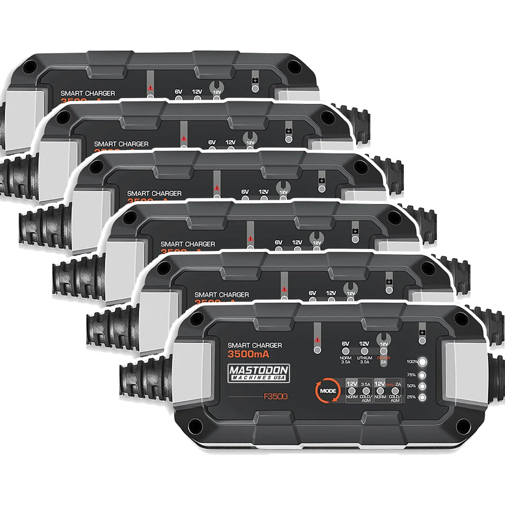 MASTODON F3500 12V/6V 3.5AH Intelligent Battery Charger (Smart Charger with Trickle Charge) 6 Pack