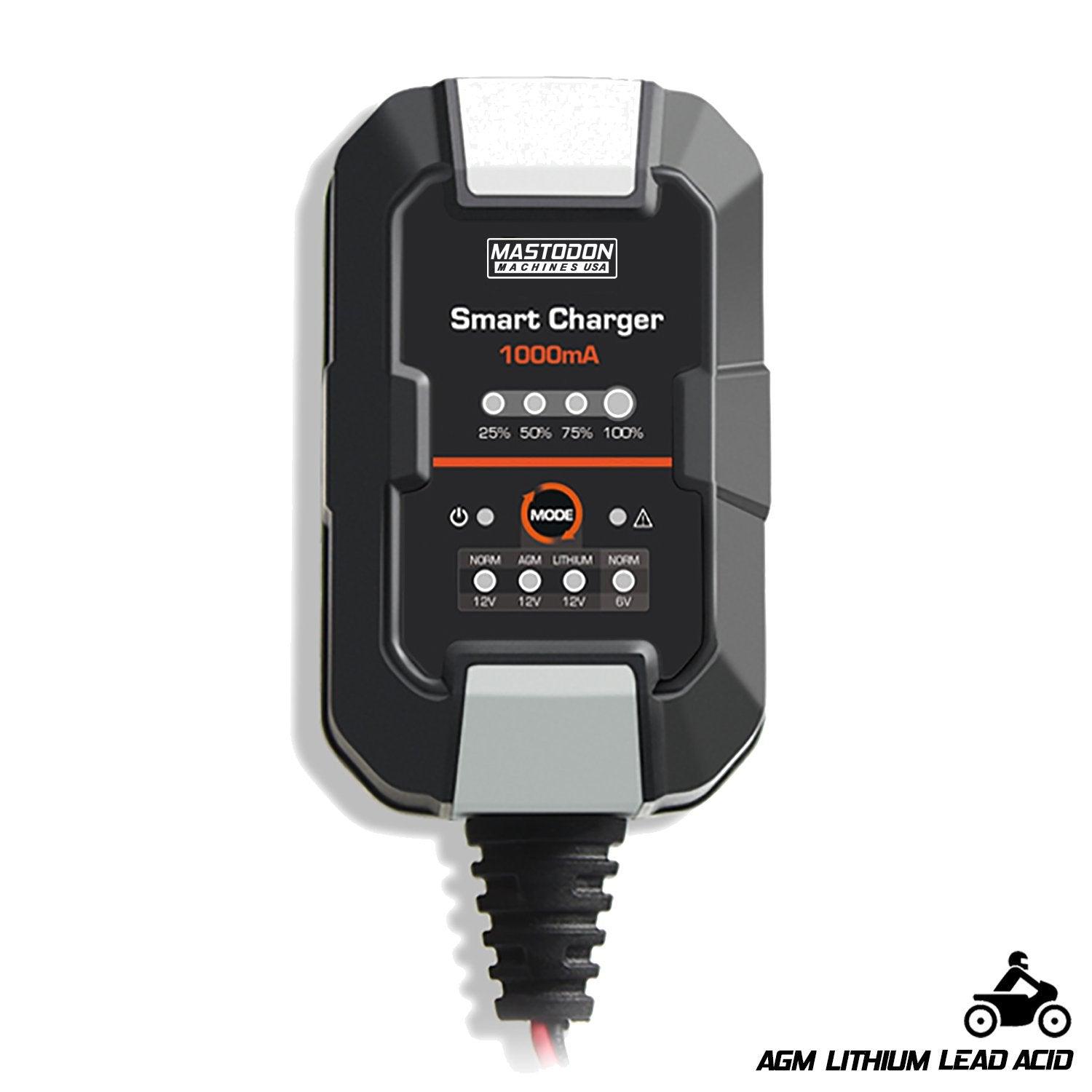 MASTODON F1000 12V/6V 1AH SMART MOTORCYCLE BATTERY CHARGER - Global Batteries SA