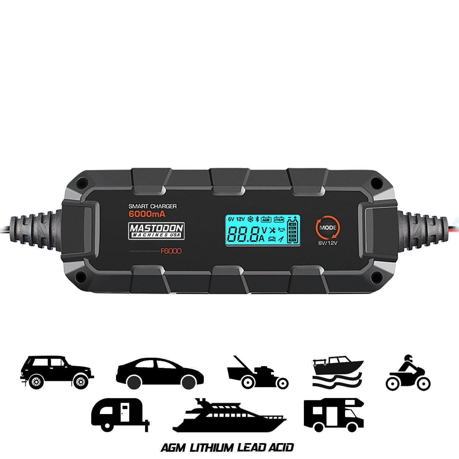 MASTODON F6000 12V/6V 6AH INTELLIGENT BATTERY CHARGER - Global Batteries SA